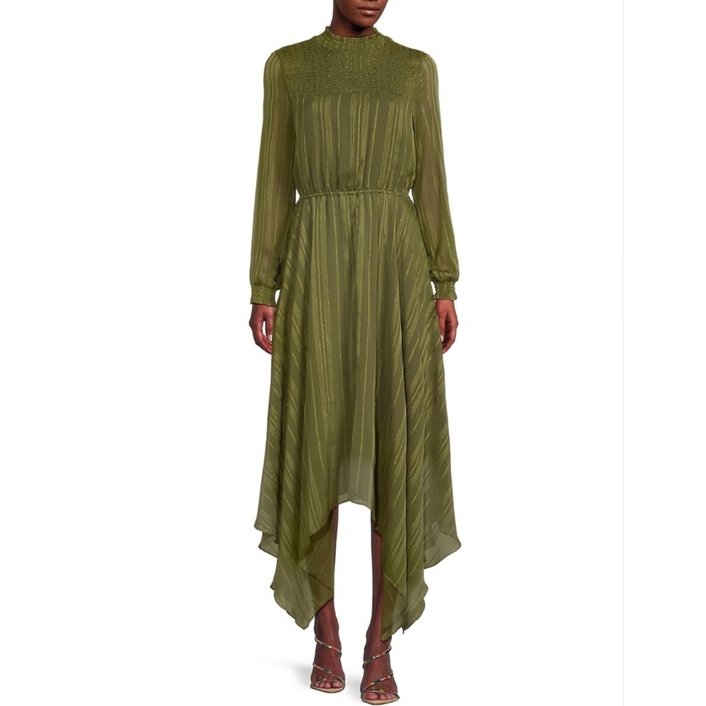 NWT 14 Nanette Lepore 'Moss' Handkerchief Hemline Midi Dress